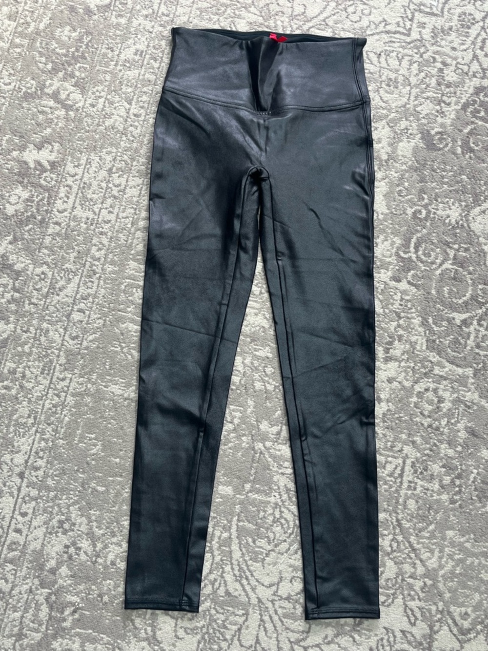 SPANX Black Faux Leather High-Rise Leggings - Never Worn